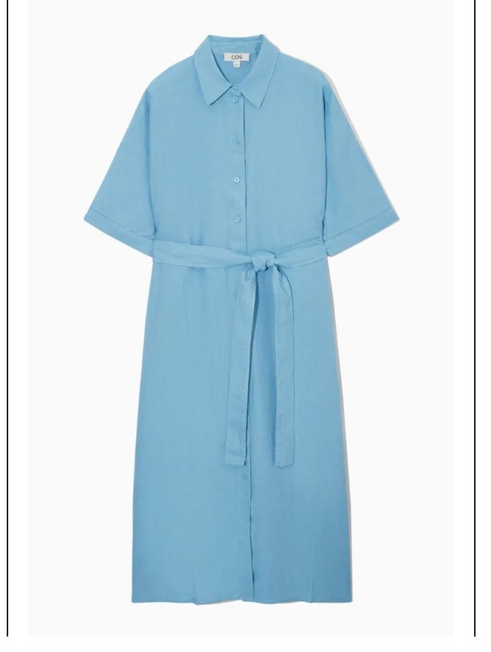 COS Light Blue Midi Shirt Dress with Waist Tie